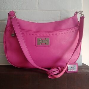 Maxx New York Bright Hot Pink Large Leather Purse Bag